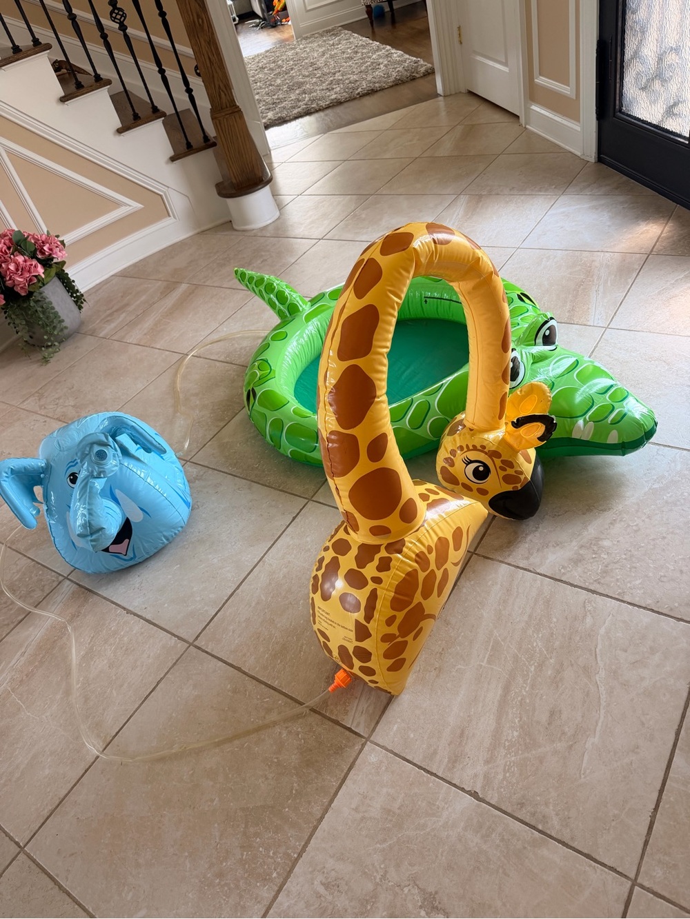 Toddler Inflatable Giraffe, Alligator and Elephant Sprinkler & Pool